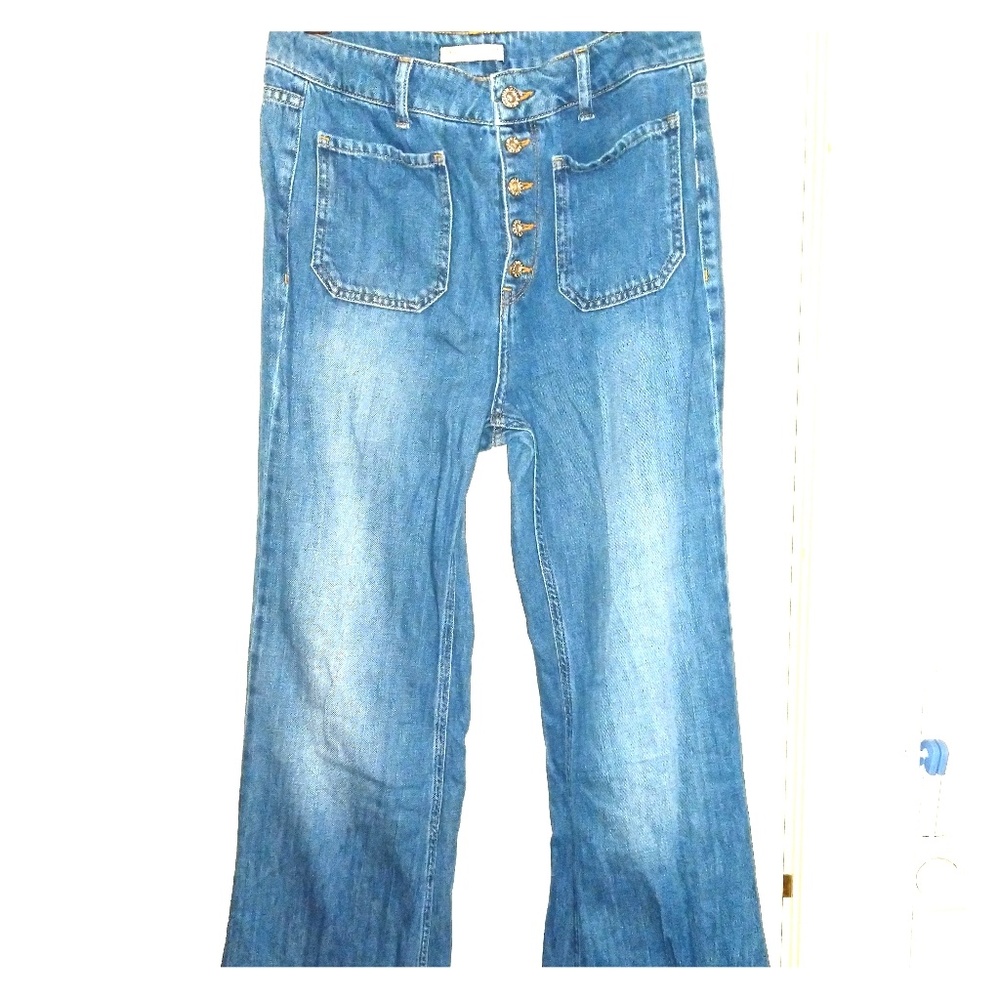 High waist vintage style wide leg jeans